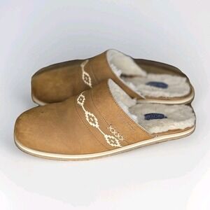 Hari Mari Shoes Womens Sz 8 Brown Mule Suede Shearling Lined House Slippers Cozy